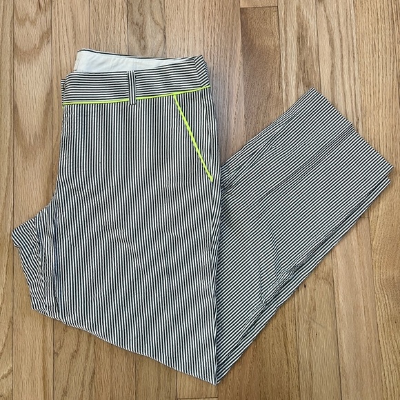 RARE J Crew seersucker skimmer pant city fit Neon Trim Size 6 - Picture 1 of 5